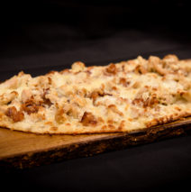 Chicken Alfredo and Bacon Flat Bread Pizza